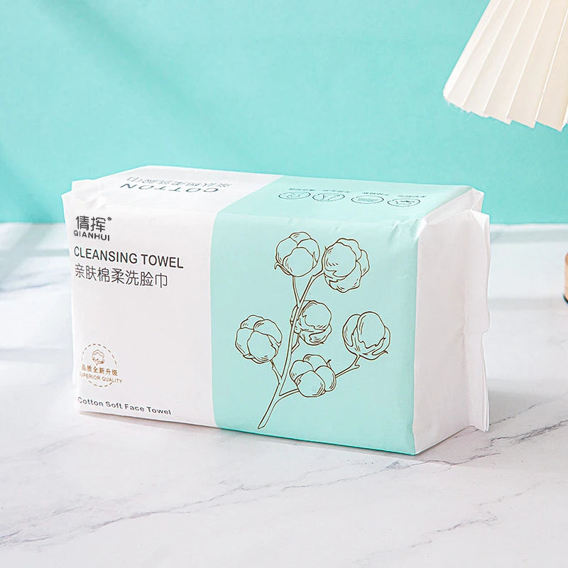 100-Pack Disposable Cotton Face Towels (15 x 20 cm / 5.9 x 7.9 in) Pearl Cotton Travel Makeup Remover & Facial Cleansing Wipes