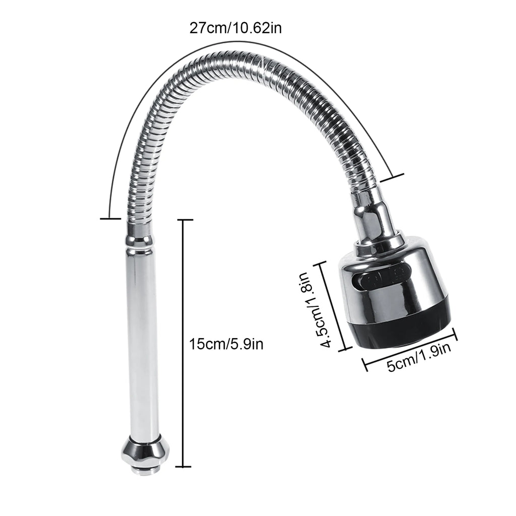 304 Stainless Steel 360° Swivel Spout Kitchen Faucet Pipe - Single Handle Connection