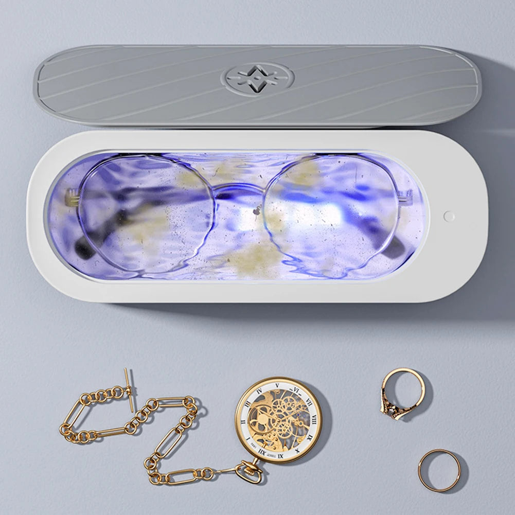 Portable Ultrasonic Cleaner for Jewelry & Glasses — USB Rechargeable or Battery-Powered with UV Sterilizer