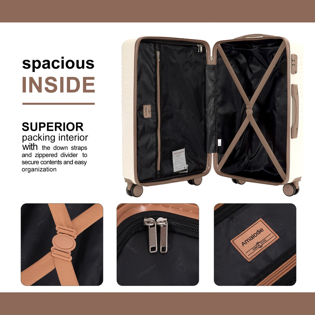 5-Piece Hardshell Luggage Set – 28-inch (70 cm), 24-inch (61 cm), 20-inch (51 cm) Spinner Suitcases with TSA Lock, Double 360° Spinner Wheels, Weekend Duffle & Toiletry Bag