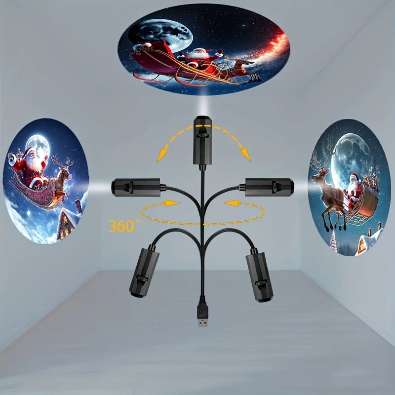 Christmas LED Projector Light 3/6/24 Projection Patterns Adjustable Santa & Tree Night Light Holiday Decor
