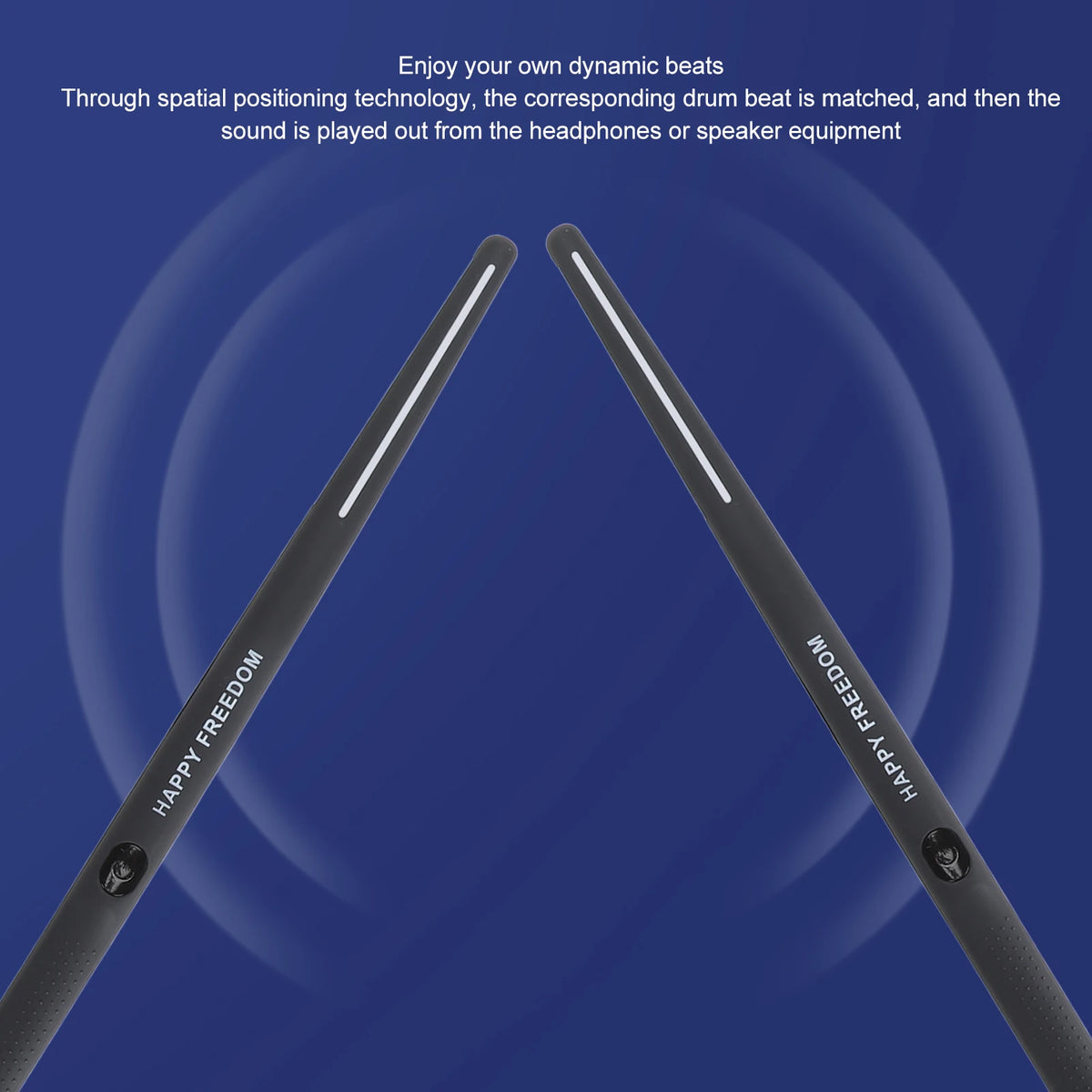 Pair of air drumsticks using spatial positioning to play drum sounds