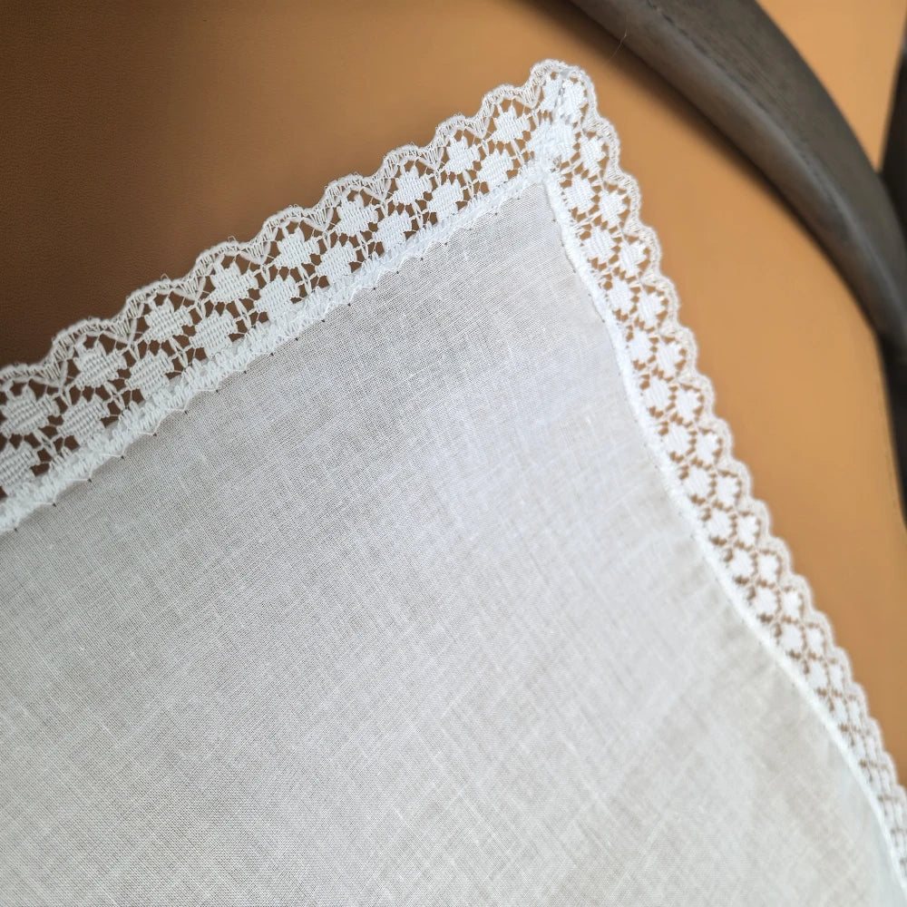 6-Pack 25 cm (9.84 in) Cotton Lace Handkerchiefs – Thin Wedding & Home Decoration, Bag Accent, Solid Color