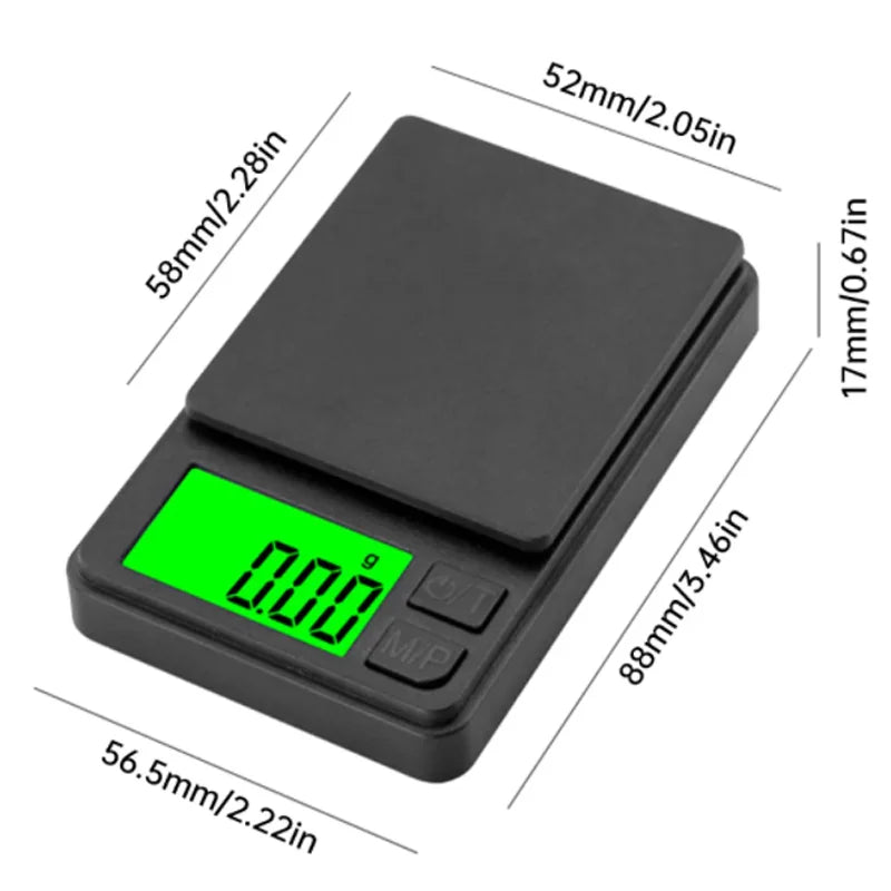 Precision Pocket Digital Scale 1000g x 0.1g / 500g x 0.01g Mini Gram Scale with Backlit LCD for Jewelry, Food, Herbs, Travel