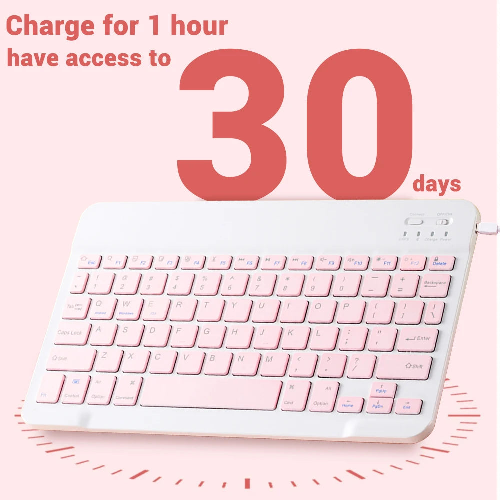 Mini Wireless Bluetooth Keyboard and Mouse — Portable Slim Rechargeable Keyboard for iPad, iPhone, Android Tablets, Samsung, Xiaomi, Mac & Windows