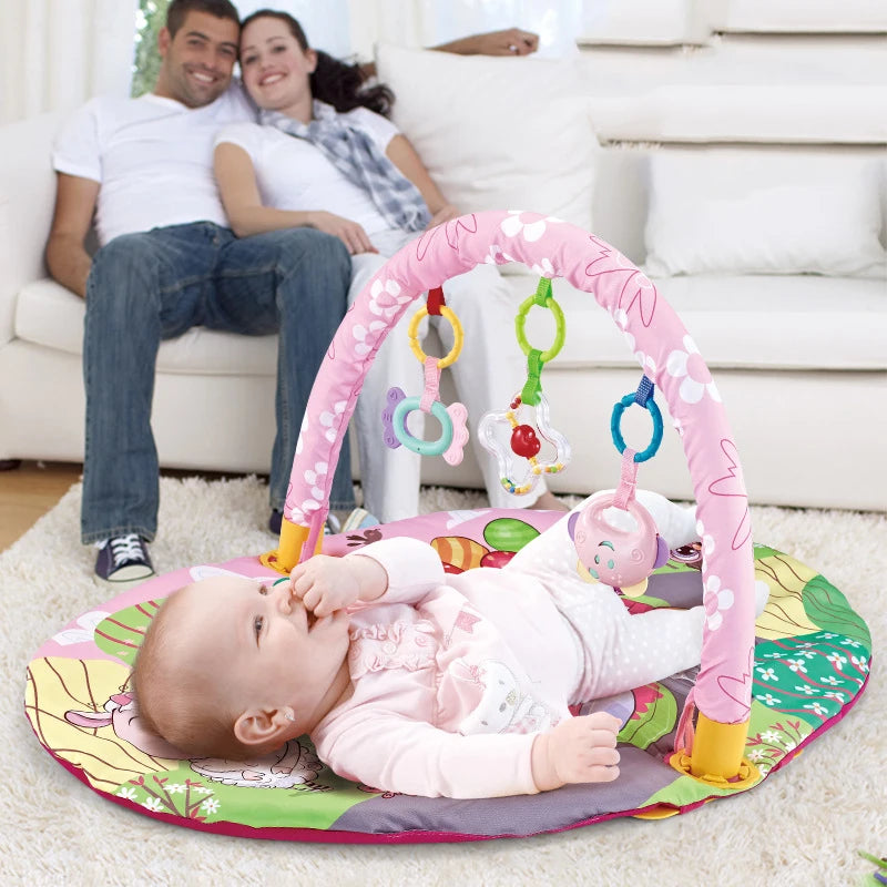 Baby Activity Gym Play Mat with Toy Rack – Educational Crawling Blanket & Infant Sensory Rug