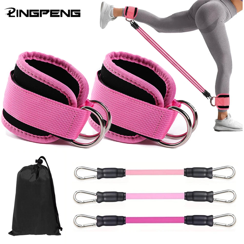 Ankle Strap Resistance Band Set - Adjustable Elastic Ankle Weights for Glutes & Legs, Home & Gym (Men & Women)