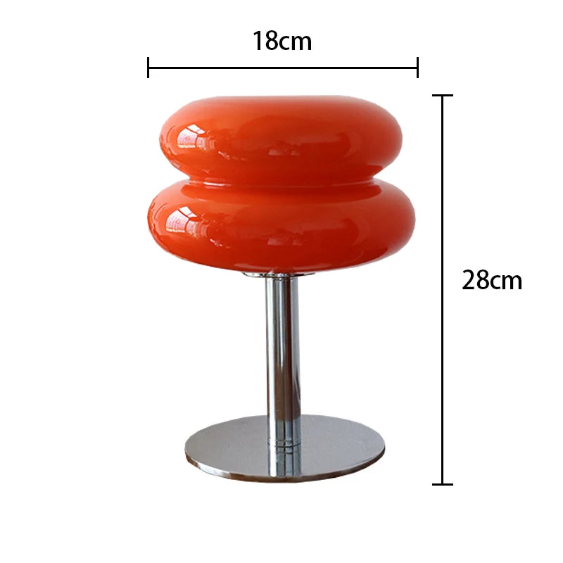 Macaron Glass Table Lamp Trichromatic Dimmable LED Night Light for Bedroom & Living Room