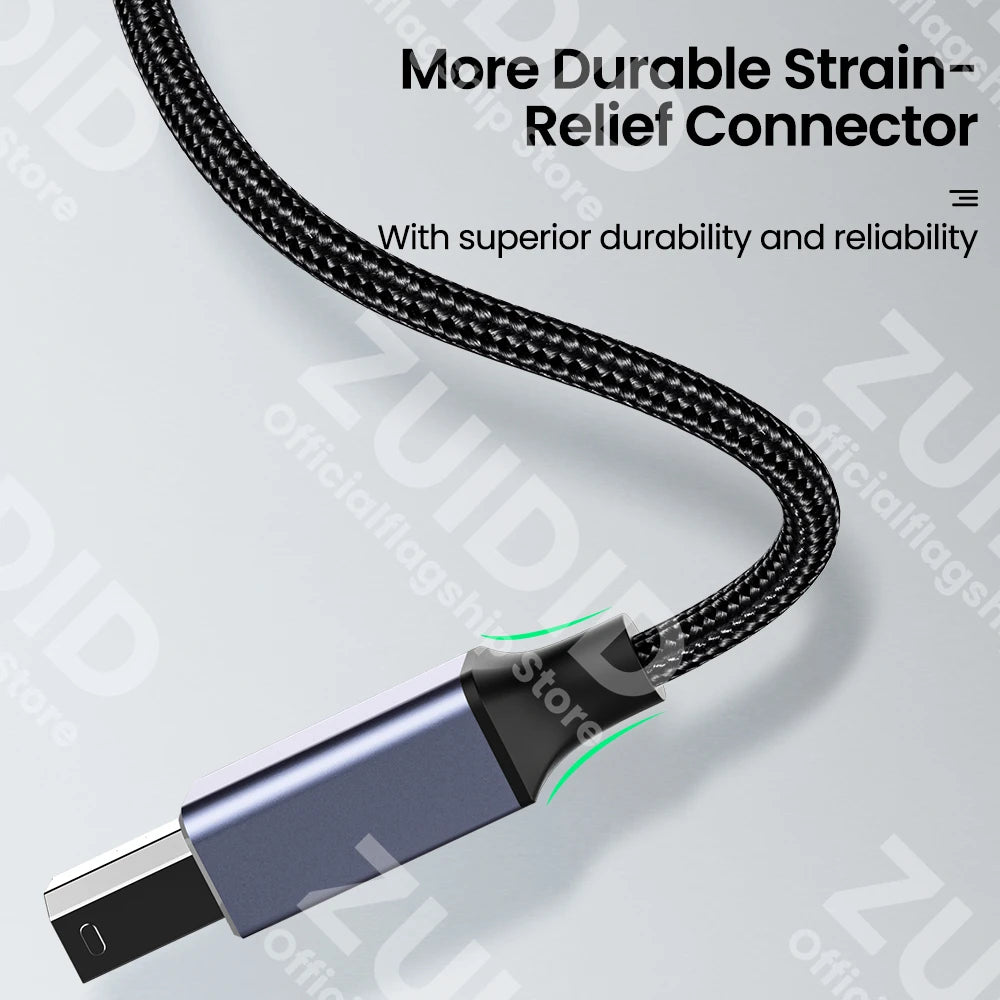 USB Type-C to USB-B 2.0 Printer & Scanner Cable for Laptops and Devices