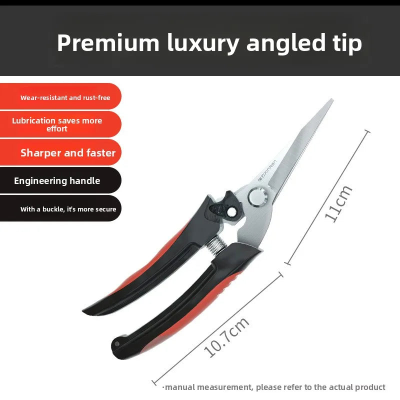 Stainless Steel Bypass Pruning Shears for Fruit Trees, Grapevines & Citrus - Anti-Slip Handle