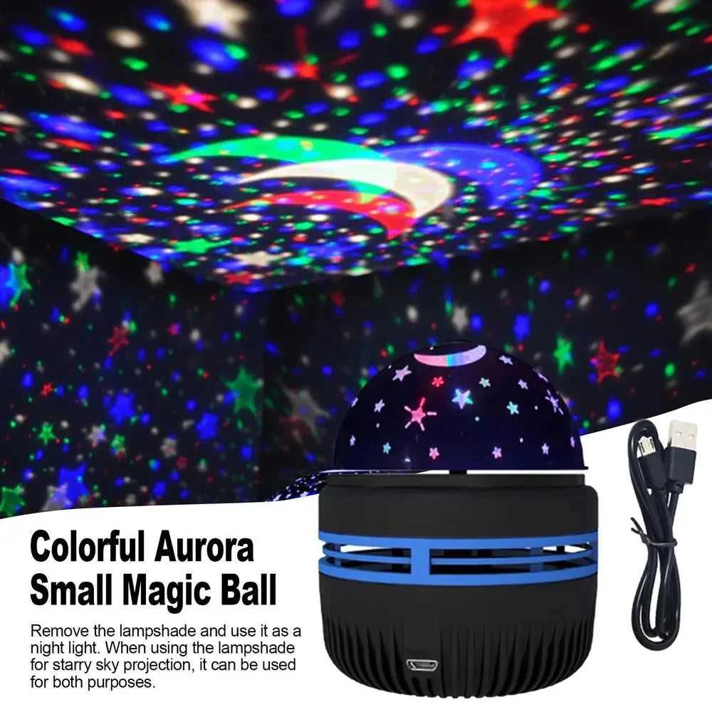 LED Starry Sky Projector Night Light - 360° Rotating USB 5V RGB Moon & Stars Lamp for Bedroom, Weddings & Christmas