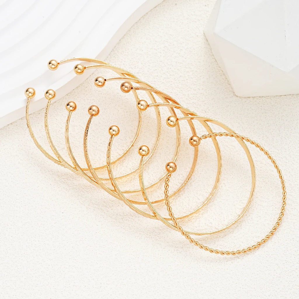 Boho Geometric Gold Cuff Bracelet for Women - Fashion Metal Cuff, Tracker-Inspired Style