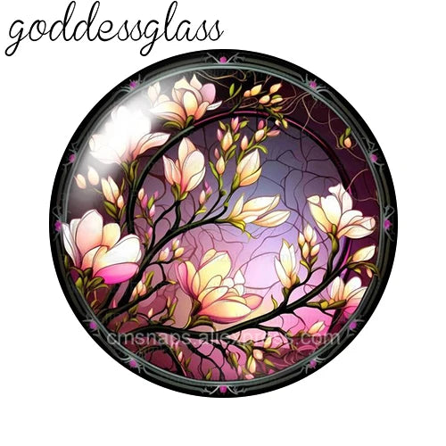10-Pack Round Glass Photo Cabochons (12/18/20/25mm) Floral Flat Back for Jewelry Making