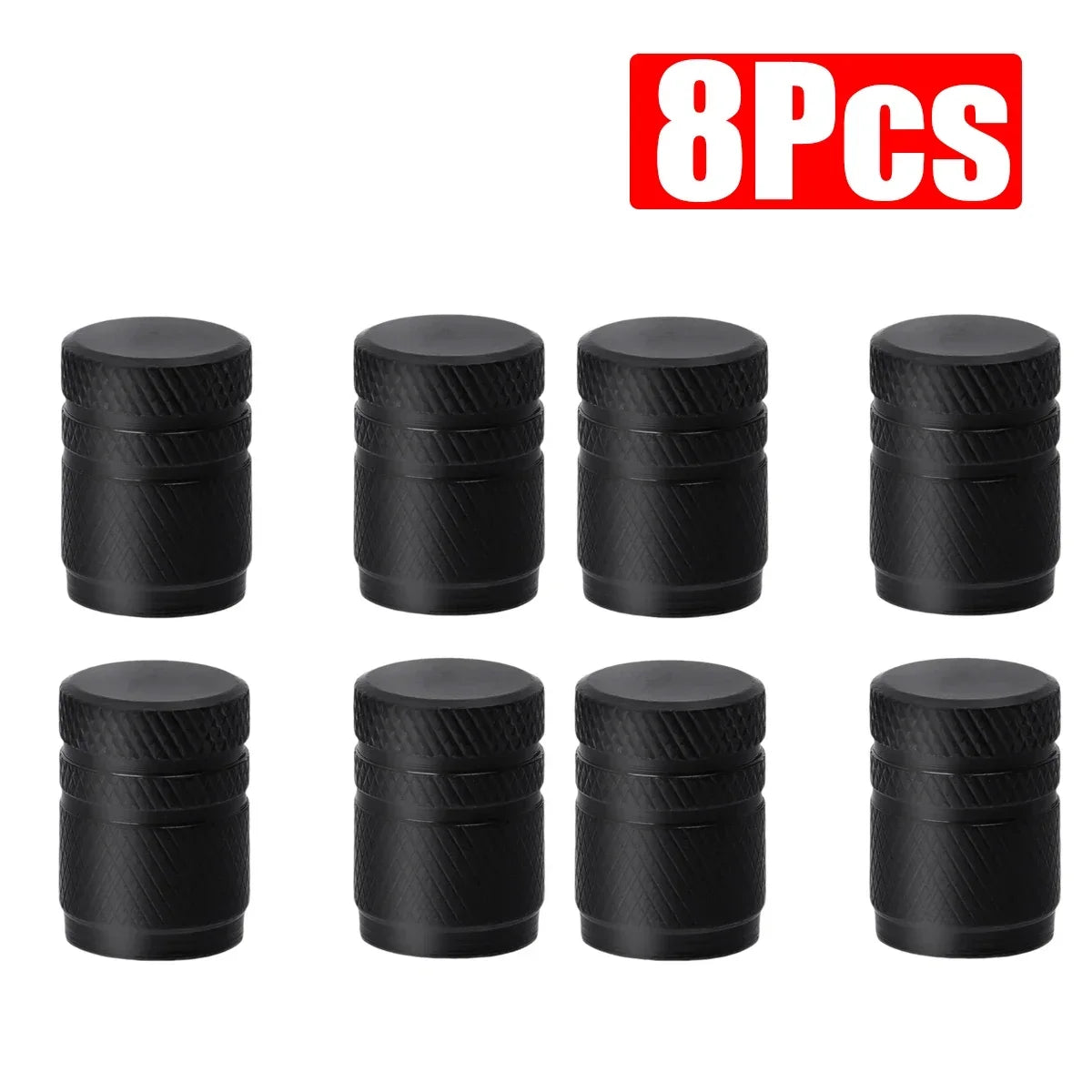 Aluminum Tire Valve Stem Caps Universal Dual-Tone Black/Silver - 4-Pack