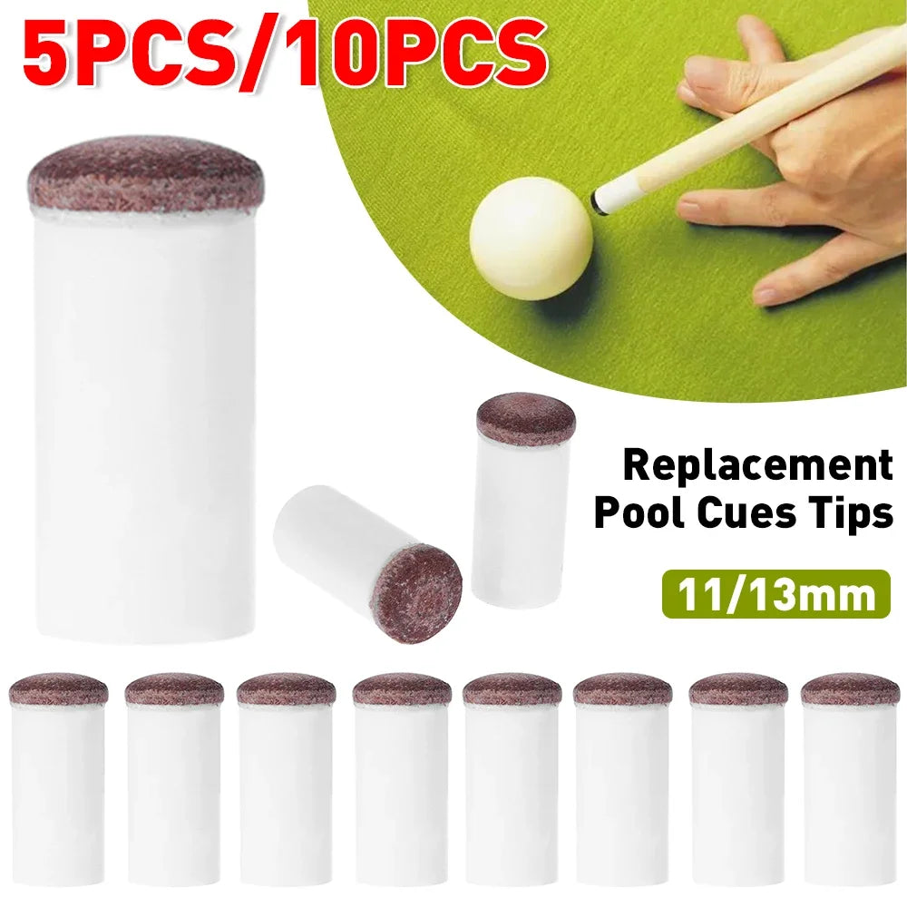 5-Pack Slip-On Pool Cue Ferrules 11mm & 13mm (0.43 in / 0.51 in) Replacement Billiard Snooker Cue Tips