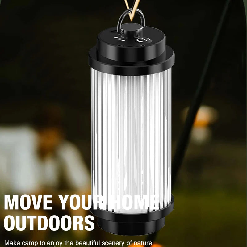 LED Camping Lantern 5 Modes, USB-C Rechargeable, Adjustable Hanging Hook & Bracket Mount
