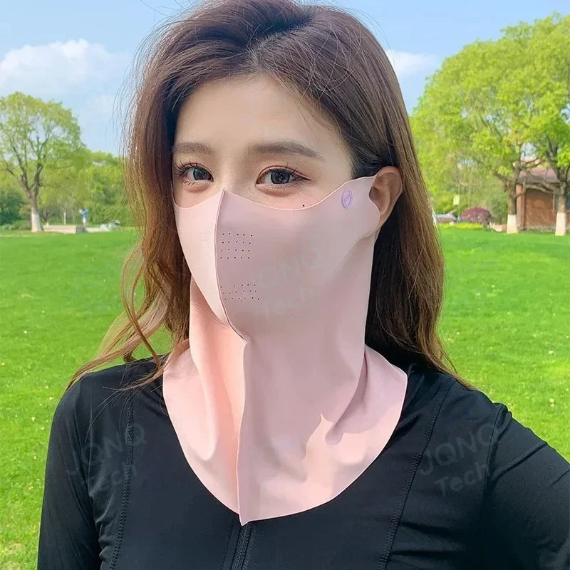 UPF50+ Ice Silk Neck Scarf Face Mask – Breathable Sun Protection Gaiter for Cycling & Outdoor Sports