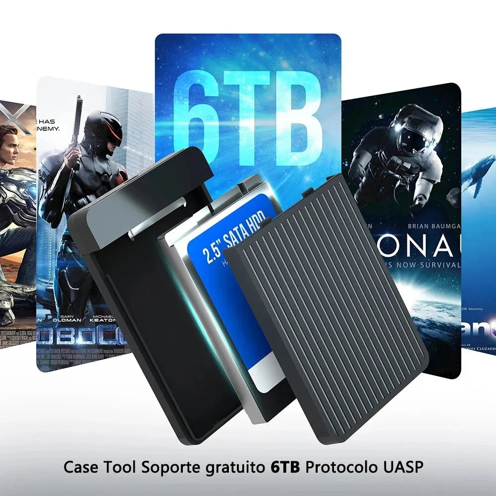 2.5" (6.35 cm) SATA SSD/HDD Enclosure USB 3.1/3.0 Type-C 6Gbps Tool-Free Portable External Drive Case