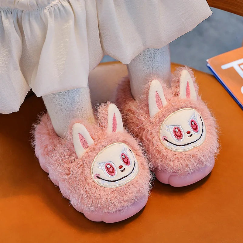 Kids Winter Plush Slippers - Warm Faux Fur Cotton Shoes, Anti-Slip Indoor Slippers for Girls & Boys