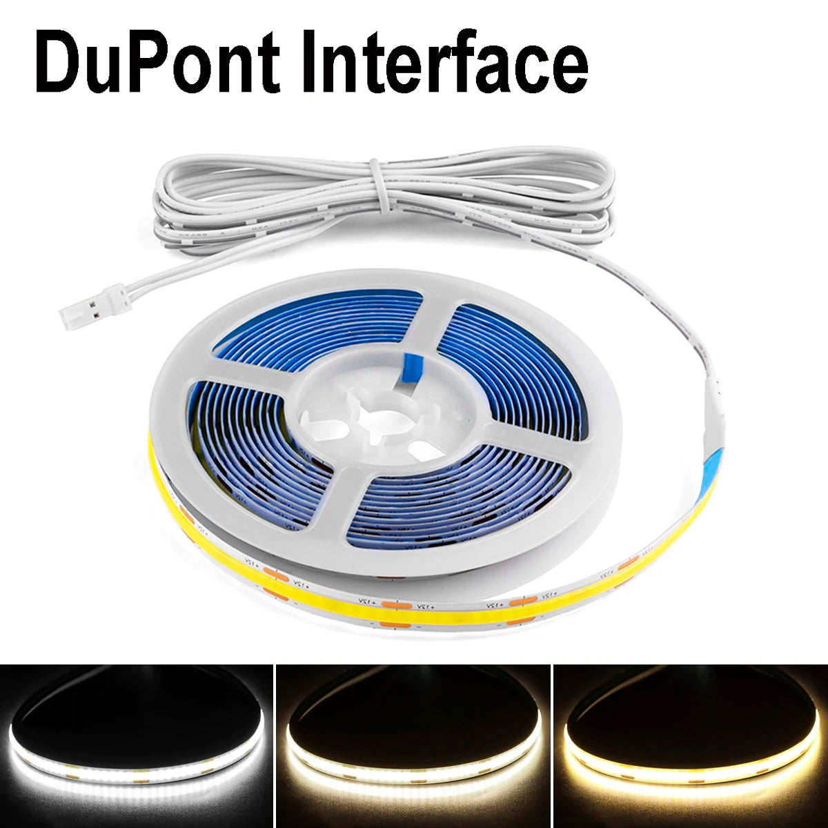 Dimmable COB LED Strip Light 12V DC (EU Plug) with RF Remote, Under-Cabinet & Cabinet Lighting