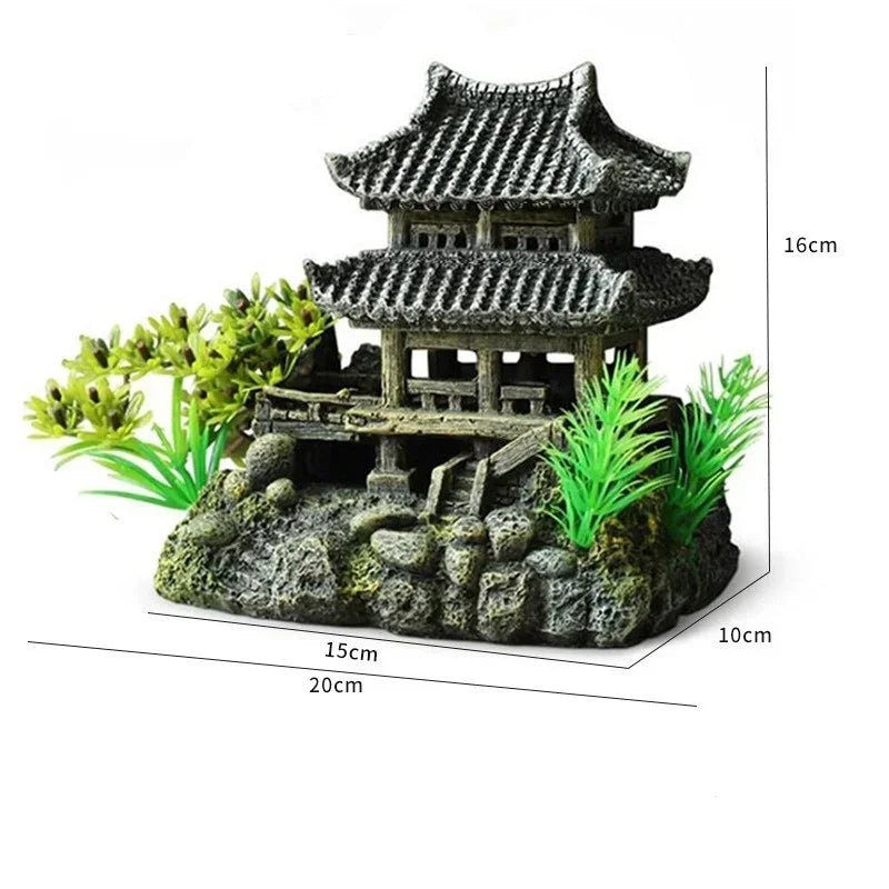 Resin Aquarium Landscape House Ornament – Fish Tank Decoration