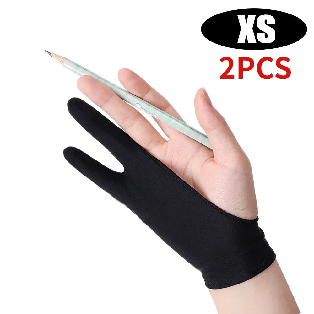 Two-Finger Drawing Glove — Anti-Smudge Palm Rejection Artist Glove for Graphics Tablets & iPad (1/2/4 Pack)