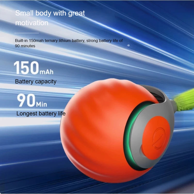 Interactive USB Rechargeable Rolling Cat Toy with Faux Tail — Automatic Teaser Ball for Cats & Small Dogs