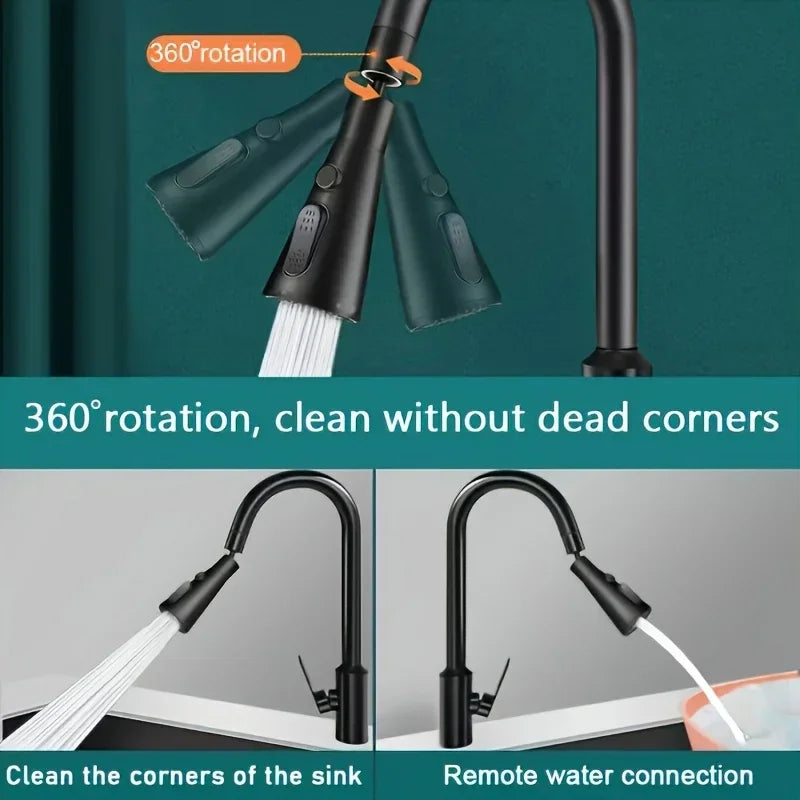 3-in-1 Kitchen Faucet Spray Head ABS Replaceable Sink Sprayer – 360° Rotating High-Pressure Nozzle