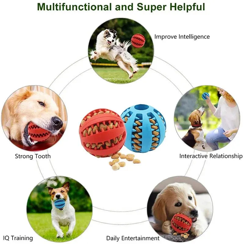 Dog & Cat Chew Toy Ball, Non-Toxic Bite-Resistant Treat Feeder & Dental Cleaning Ball