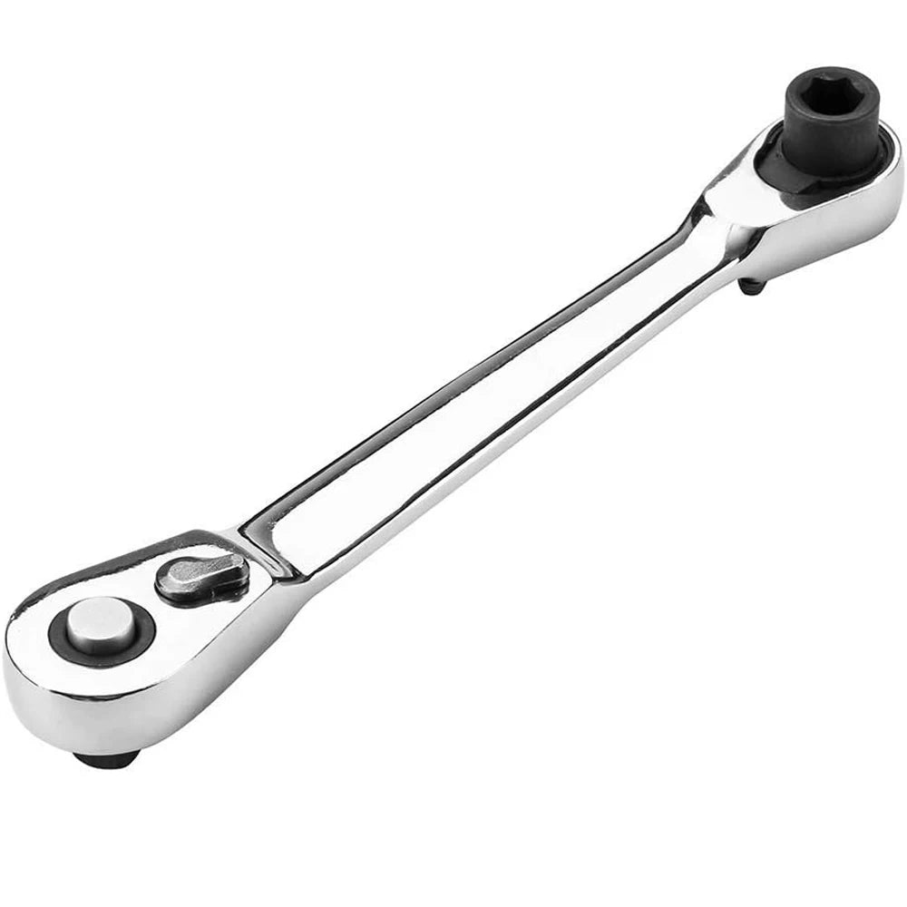 2-in-1 Mini 1/4" (6.35 mm) Ratchet Wrench & Bit Holder — 72-Tooth Double-Head