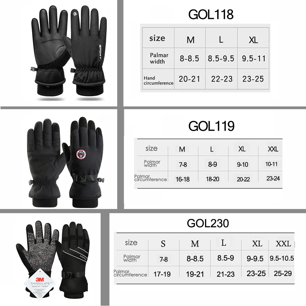 Waterproof Winter Cycling Gloves — Touchscreen, Windproof, Non-Slip Fleece-Lined Full-Finger Gloves for Motorcycling & Outdoor Sports