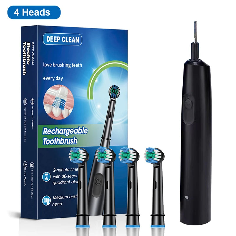 Rechargeable Rotating Electric Toothbrush for Adults – 8 Soft Brush Heads, 5 Modes, 600mAh, IP67 Waterproof
