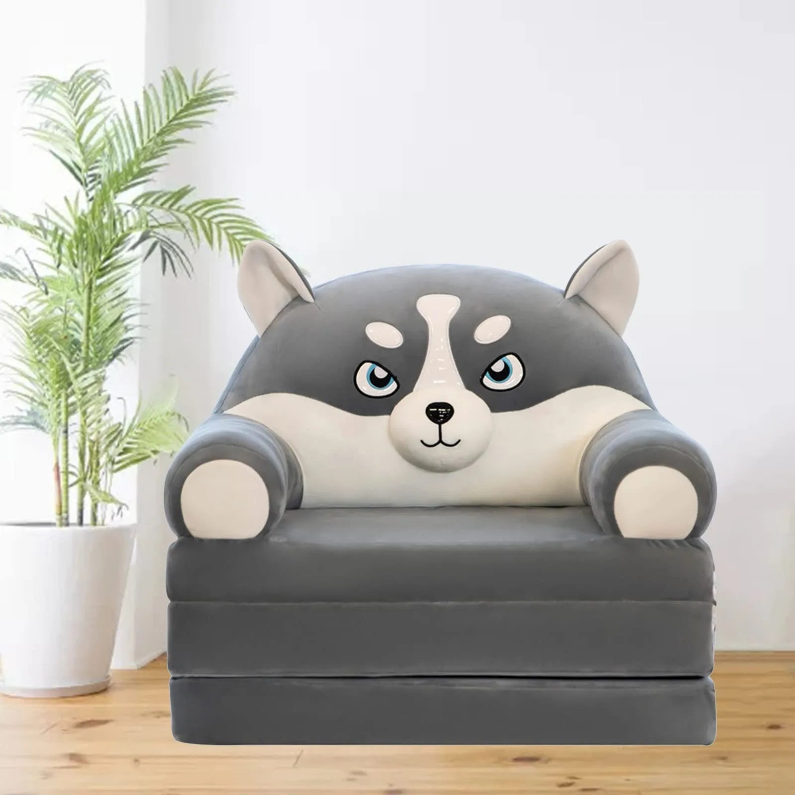 Children's 2-in-1 Foldable Plush Sofa Bed Cartoon Kids Chair & Nap Lounger