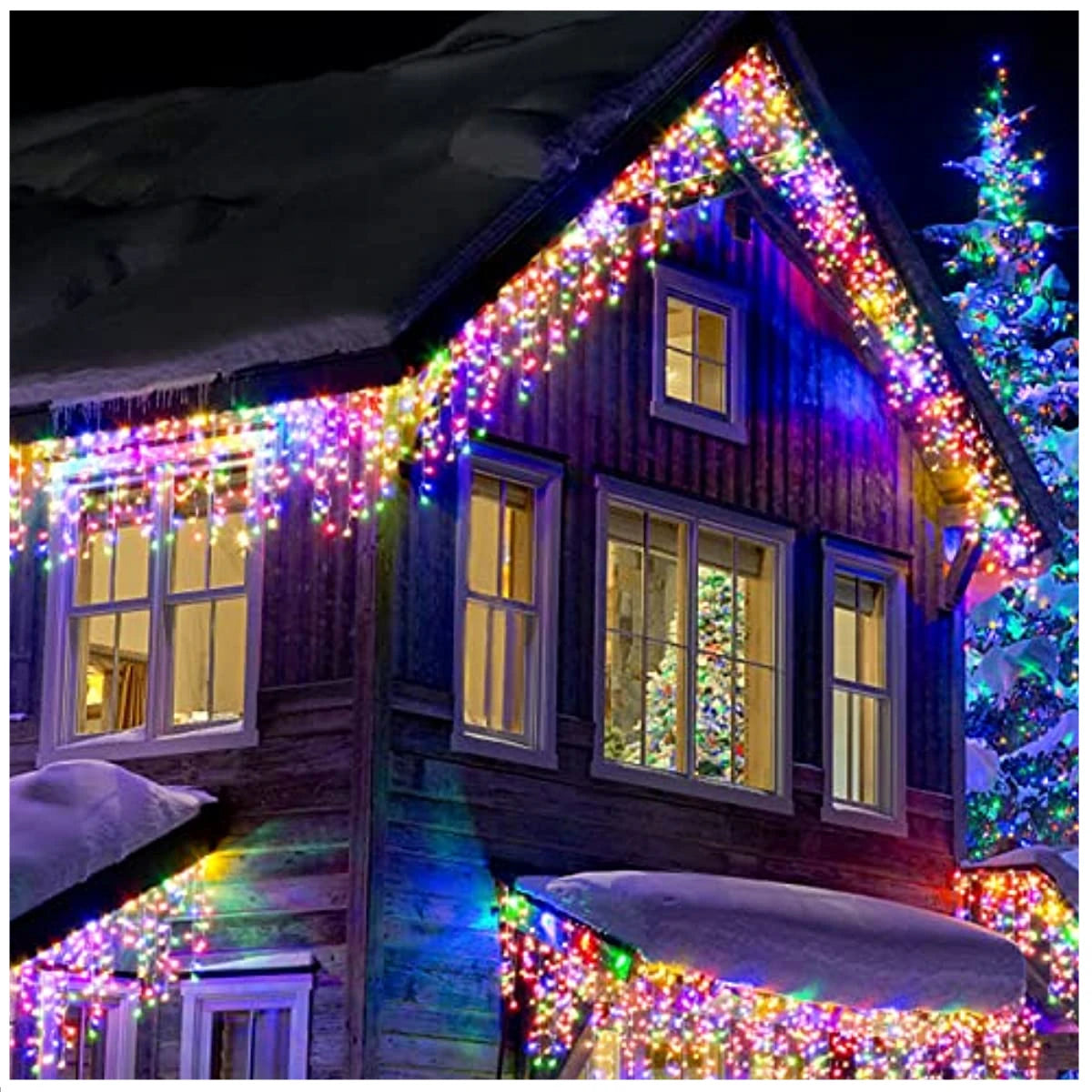 LED Icicle Curtain Lights 20 m (65.6 ft) 864 LED Outdoor Christmas Garland 24V Low-Voltage Waterproof