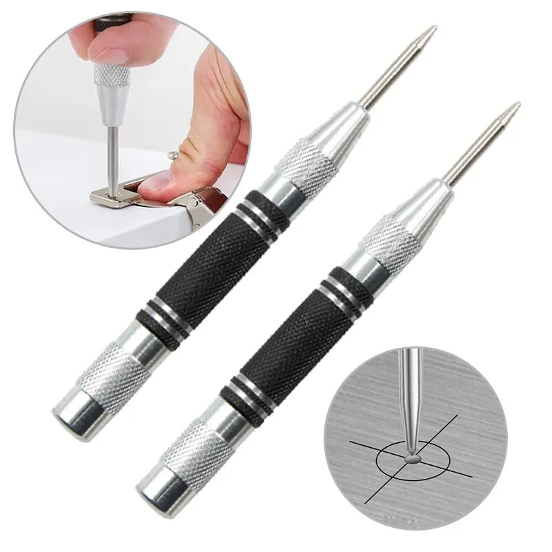 2-Pack Spring-Loaded Automatic Center Punch 128mm (5.04 in) — Glass Striker & Window Breaker Tool