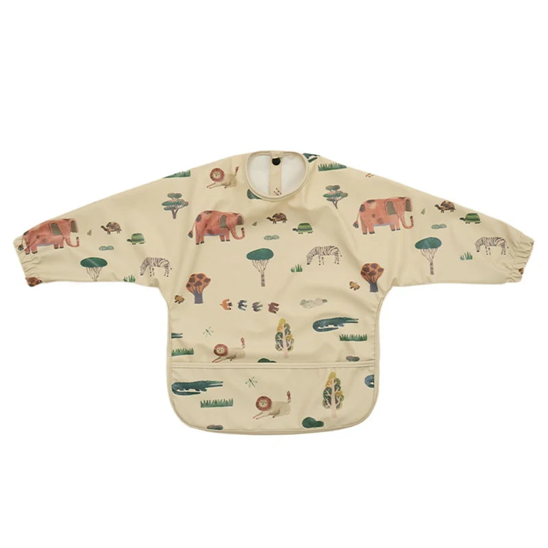 Waterproof Long Sleeve Baby Feeding Bib with Pocket — Toddler Art Smock & Burp Cloth, Unisex (1-3 Years)