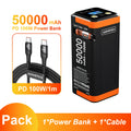 50,000mAh 100W Portable Power Bank with Retractable USB-C Cable – PD PPS Fast Charging for Phones & Laptops