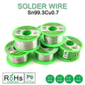 Lead-Free Solder Wire 99.7% Sn / 0.3% Cu — 2% Rosin Flux Core, Diameters 0.5/0.6/0.8/1.0mm, Reels 50g/100g/250g