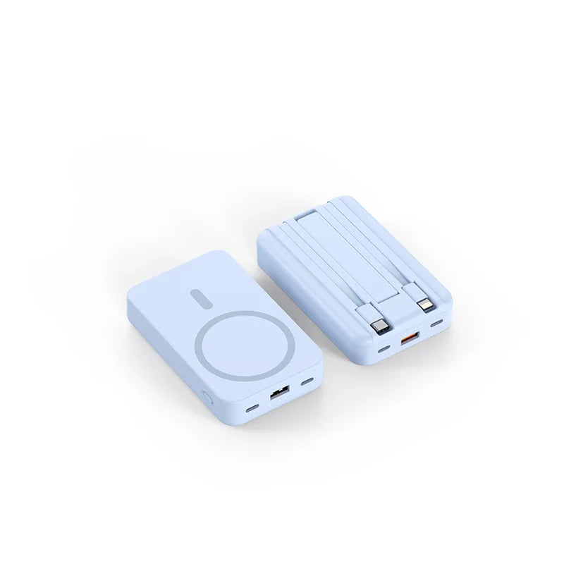 3-in-1 20,000mAh Magnetic Wireless Power Bank with Built-In Cable, USB-C PD 10W Portable Charger