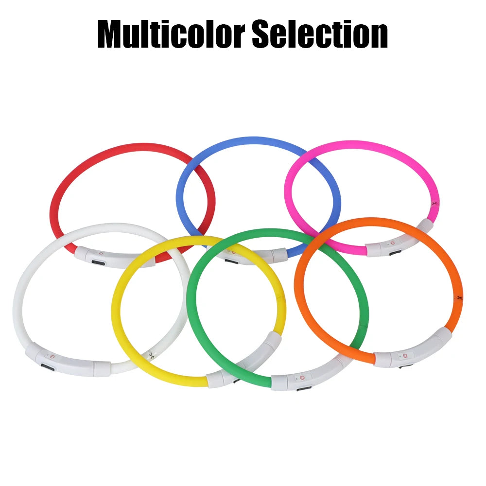 LED USB Rechargeable Dog Collar – Luminous Flashing Night Safety Collar, Waterproof & Adjustable