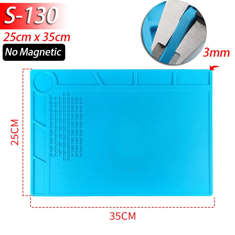 Silicone Soldering Work Mat Heat-Resistant to 932°F (500°C) Anti-Static Magnetic Repair Mat for Electronics, Phones, Laptops & Watches