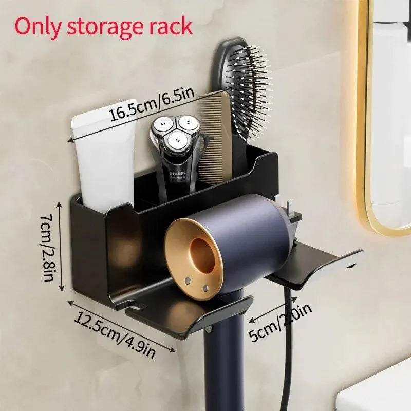 Wall-Mounted Hair Dryer & Straightener Holder – No-Drill Adhesive Hairdryer Organizer, ABS Bathroom Cradle