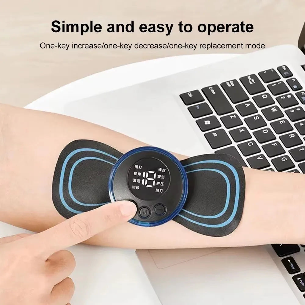 Portable EMS Neck and Body Muscle Stimulator Mini Electric Massager for Neck, Back, Calf & Joint Pain Relief