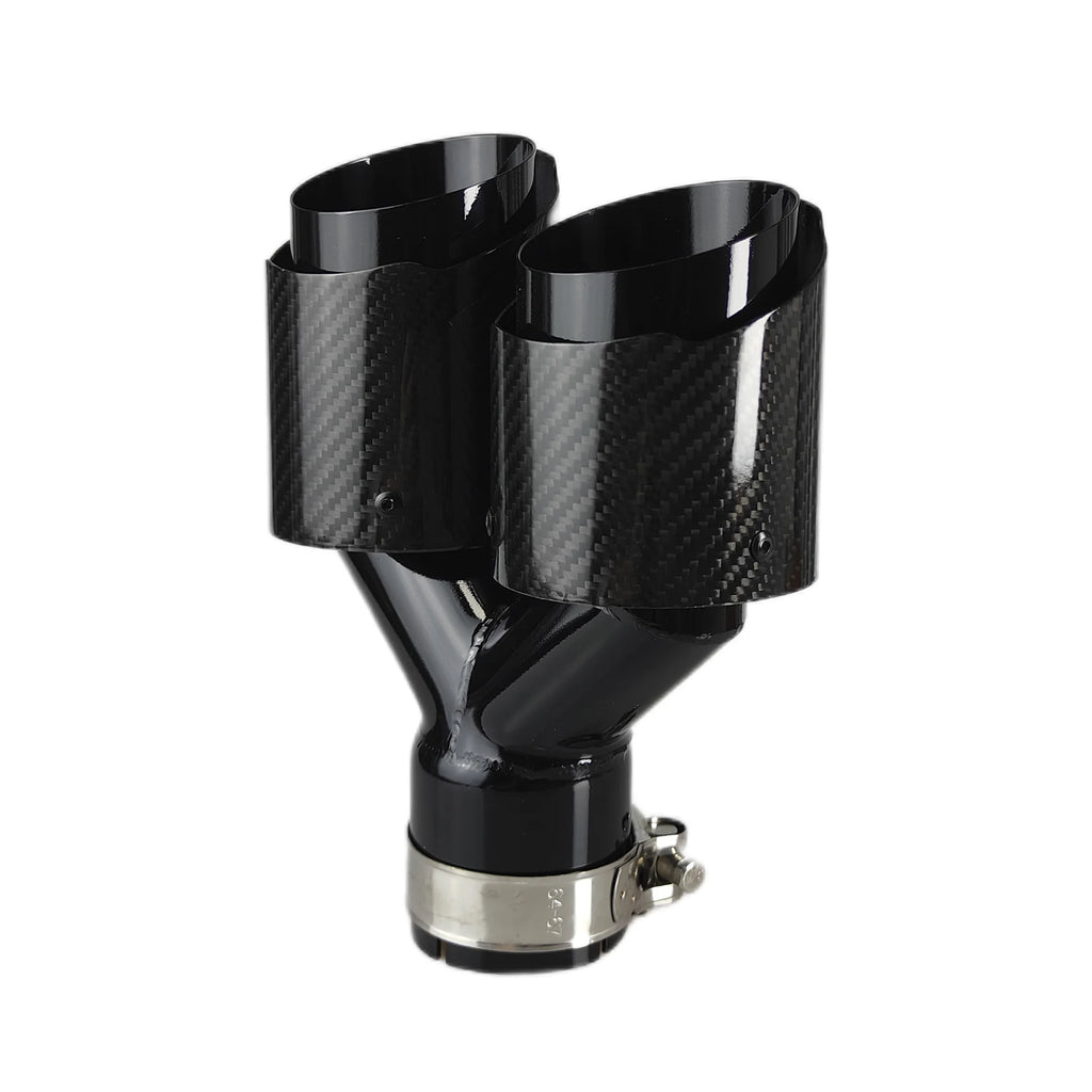 Carbon Fiber 304 Stainless Steel Rear Exhaust Tip Decorative Muffler - Universal Fit