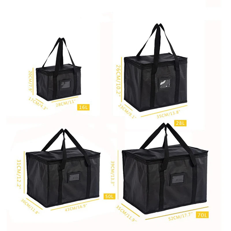 Insulated Thermal Cooler Bag - Leakproof Waterproof Nylon Lunch Tote for Picnic & Food Delivery, Multiple Sizes 16L–70L