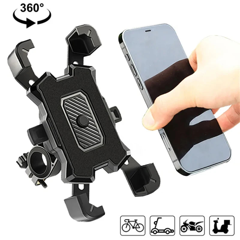 360 Degree Rotating Bike & Motorcycle Phone Holder Universal Handlebar Mount