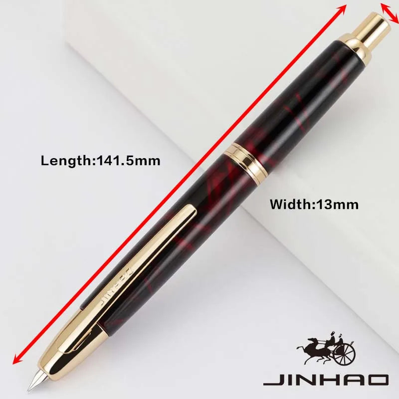Push-Button Retractable Fountain Pen — Metal Body, Clip & Converter, EF/F Nib 0.5mm (0.02in) — Black/White