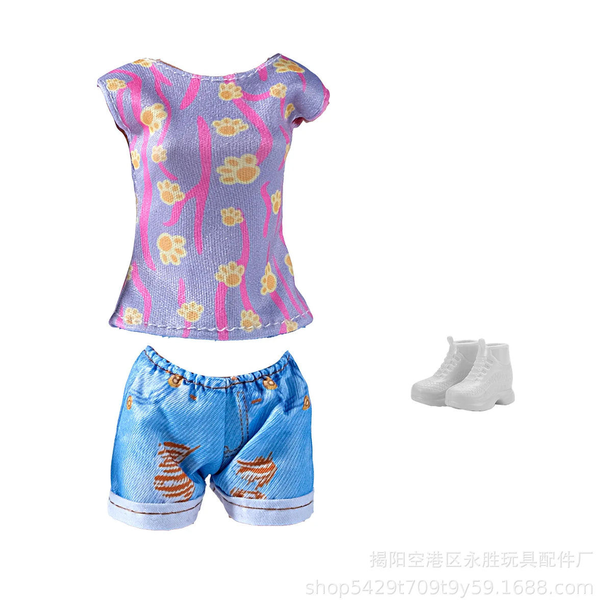 1-Set Doll Clothes for 28–30 cm (11–11.8 in) Fashion Dolls — Colorful Tops, Shorts, Skirt, Shoes & Necklace (BJD Compatible)