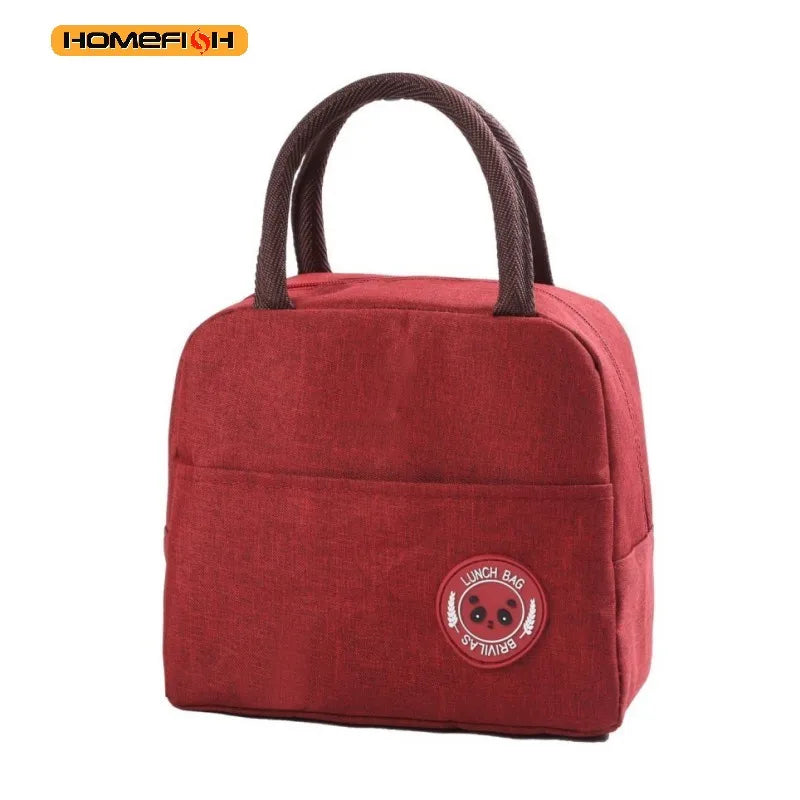 Insulated Bento Lunch Bag with Ice-Pack Pocket - Portable Thermal Cooler Tote for Students, Oxford Cloth