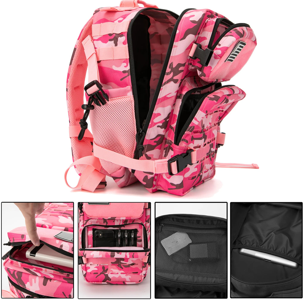 25L & 45L Tactical Backpack for Men & Women – Laser-Cut MOLLE Hiking Daypack, School & Gym Rucksack with Dual Bottle Holders